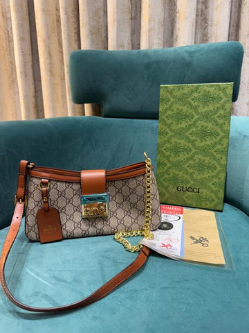 Gucci Padlock Brown Small Shoulder Bag With OG Box & Dust Bag 88278 Brown