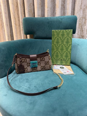 Gucci Padlock Brown Big GG Small Shoulder Bag With OG Box & Dust Bag 88278 Big GG
