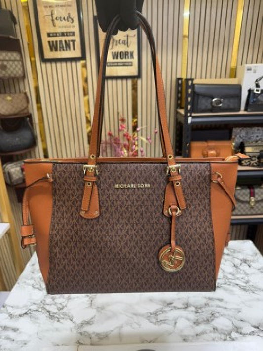 Michael Kors Voyager Leather Satchel Brown