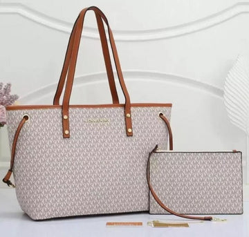 Michael Kors Tote Bag Mk With Pouch Beige Brown