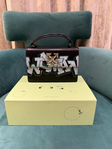 Off-White Leather Hand Held Black