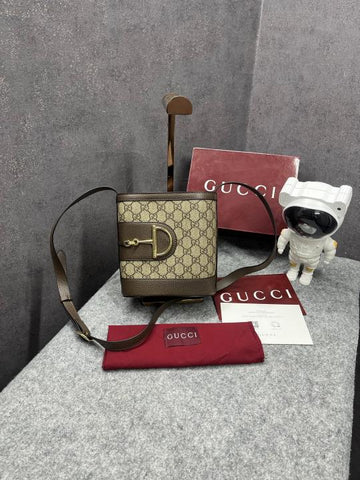 Gucci 73 Series Bucket Brown Bag With OG Red Box & Dust Bag 833665