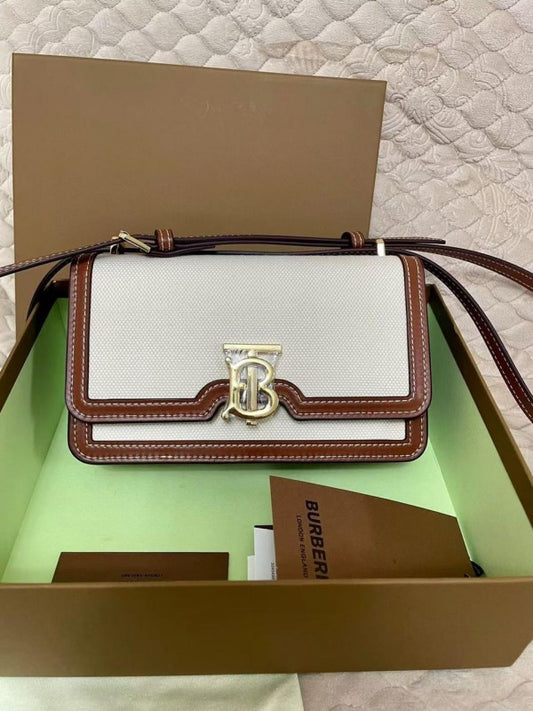 Burberry Horseferry Road Sling Bag With OG Box & Dust Bag & 2 Belts (Cloth Brown 80689141)
