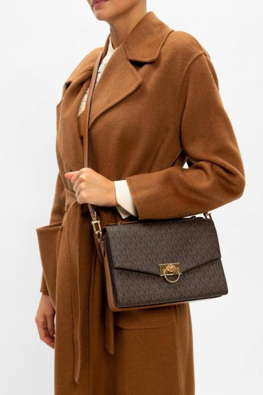 Michael Kors Hendrix Logo Cross-Body Bag Coffee Brown