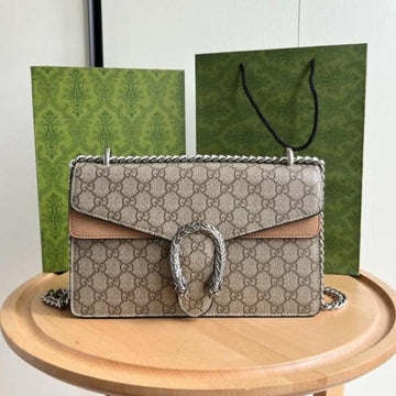 Gucci GG Supreme Medium Dionysus Bag In Apricot Khakhi With OG Box & Dust Bag 50247 Apricot Khakhi