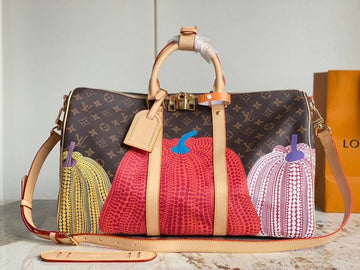 Louis Vuitton Keepall Duffle Bandouliere Bag Yayoi Kusama Pumpkins Monogram Canvas 45 (2023 13)