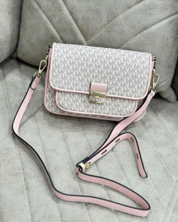 Michael Kors Bradshaw Cross Body Bag Beige Pink