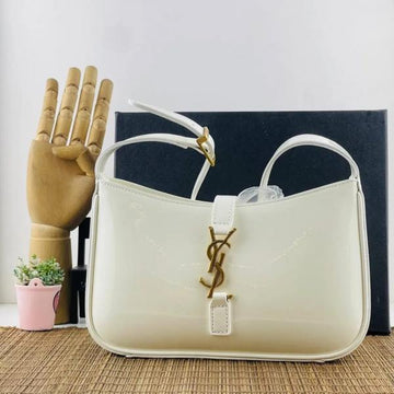Ysl Saint Laurent Hobo White Leather Shoulder Bag