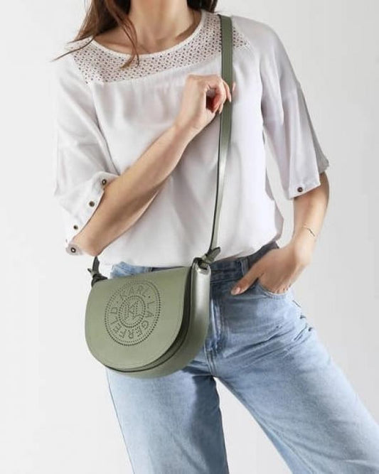 Karl Lagerfeld KCircle Saddle Perforated Logo Bag -Oil Green