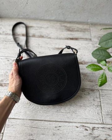 Karl Lagerfeld KCircle Saddle Perforated Logo Bag -Black