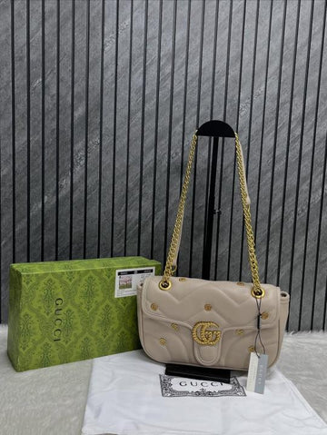 Gucci GG Marmont Apricot Shoulder Bag With OG Box & Dust Bag Apricot 1733