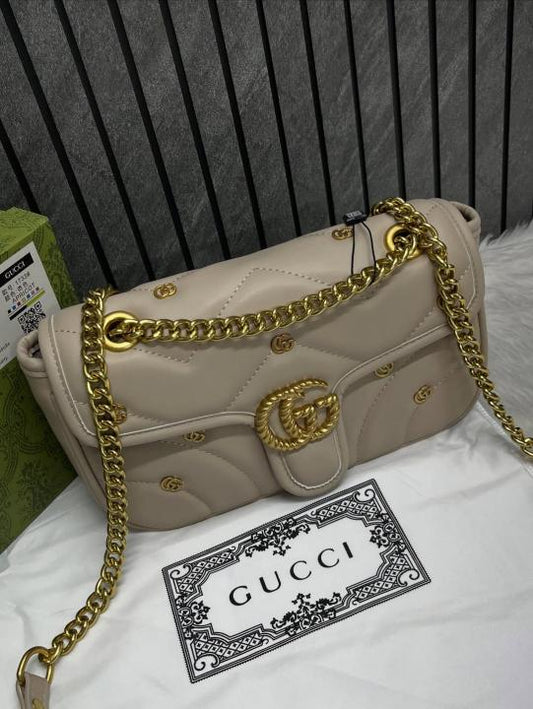 Gucci GG Marmont Apricot Shoulder Bag With OG Box & Dust Bag Apricot 1733