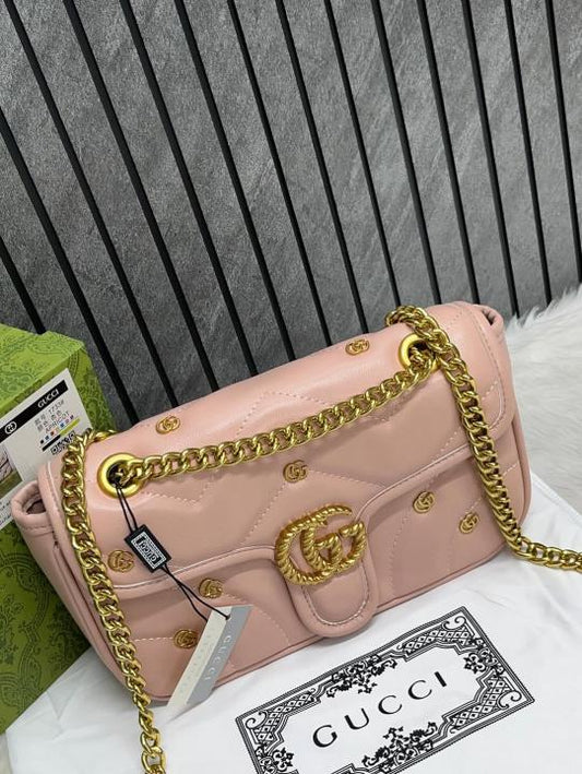 Gucci GG Marmont Pink Shoulder Bag With OG Box & Dust Bag Pink 1733
