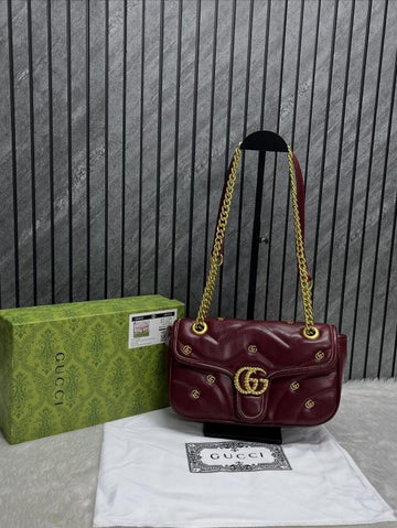 Gucci GG Marmont Wine Shoulder Bag With OG Box & Dust Bag Wine 1733