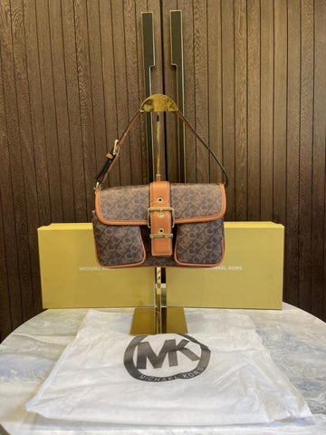 Michael Kors Colby Empire Signature Handbag With Magnetic OG Box & Dust Bag 10085 Coffee Brown