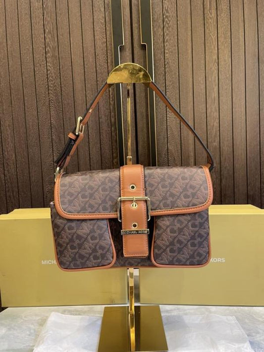 Michael Kors Colby Empire Signature Handbag With Magnetic OG Box & Dust Bag 10085 Coffee Brown