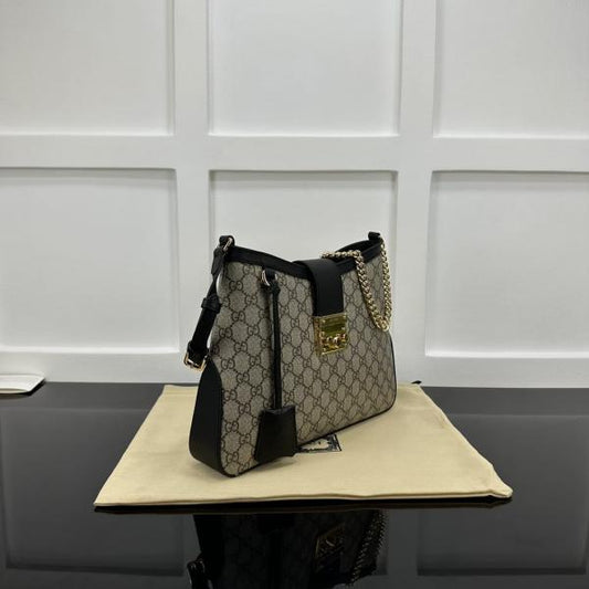 Gucci GG Padlock Medium Shoulder Bag With OG Box & Dust Bag 760688 Black