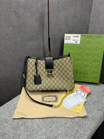 Gucci GG Padlock Medium Shoulder Bag With OG Box & Dust Bag 760688 Black