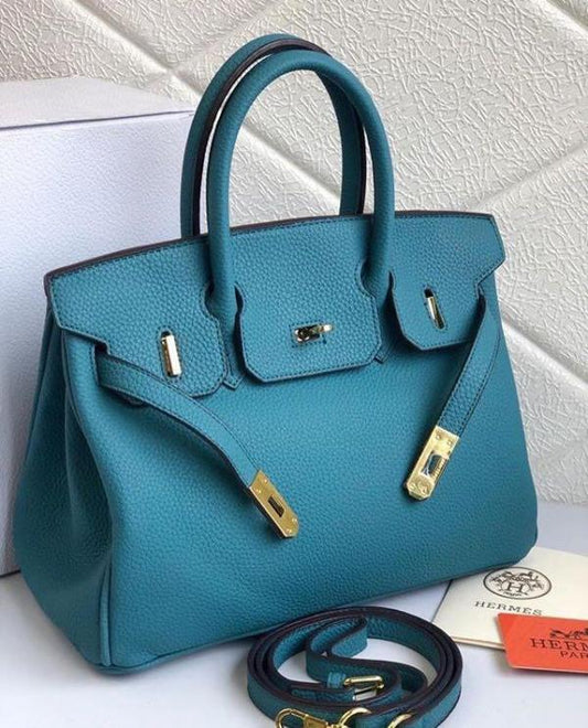 Hermes Birkin Handbag In Lake Blue High Quality Leather With Gold-Tone Hardware With OG Box & Dust Cover 35cm