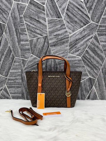 Michael Kors Pratt Small Signature Logo Tote Coffee Brown Bag With Carry Bag 1715 Coffee Brown
