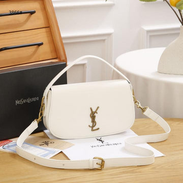 Ysl Saint Laurent Leather Shoulder Bag White