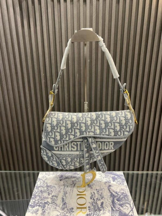 Christian Dior Saddle Grey Dior Oblique Embroidery