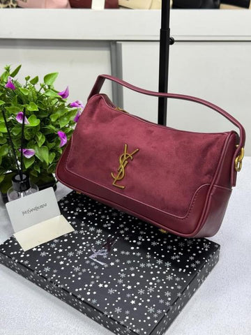 Ysl Saint Laurent Jamie Ponchon Suede & Leather Bag Brown