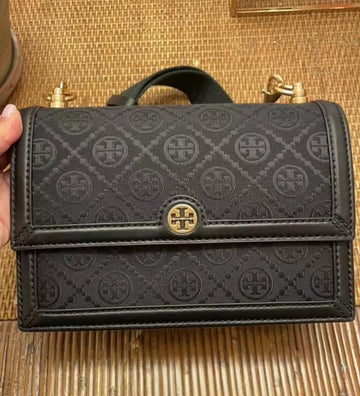 Tory Burch T Monogram Shoulder Bag With Adjustable Strap Black