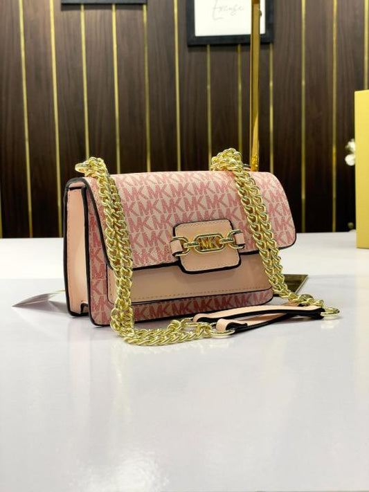 Michael Kors MK Heather Shoulder Bag With OG Box & Dust Bag (100836 Pink)
