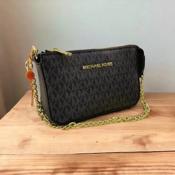 Michael Kors MK MD Chain Pouchette Bag With OG Box & Dust Bag 1930 Black