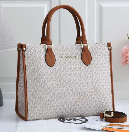 Michael Kors Signature Tote Bag With Dust Cover (10288-Beige-Brown)