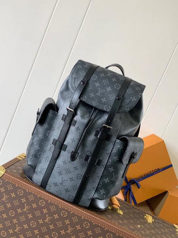 Louis Vuitton Christopher MM Backpack Monogram Eclipse Premium Leather Unisex 41379
