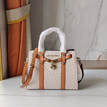 Michael Kors MK Nouveau Hamilton Large Satchel Bag With Dust Bag 1688 Beige Brown