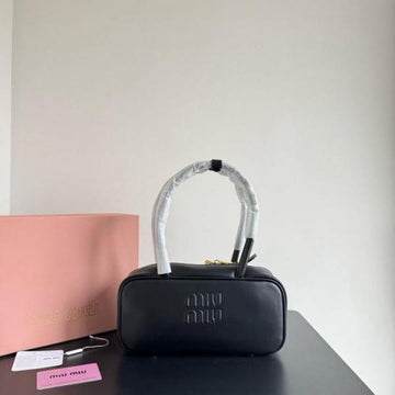 Miu Miu Beau Leather Black Top-Handle Bag With Dust Bag Black 502-1