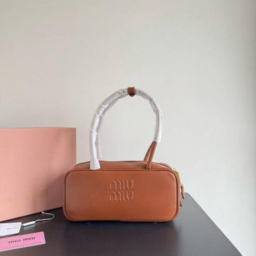 Miu Miu Beau Leather Brown Top-Handle Bag With Dust Bag Brown 502-1