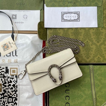 Gucci Dionysus Mini Bag In White Leather With OG Box Dust Cover & Carry Bag White 476430