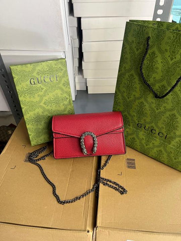 Gucci Dionysus Mini Bag In Red Leather With OG Box Dust Cover & Carry Bag Red 476430