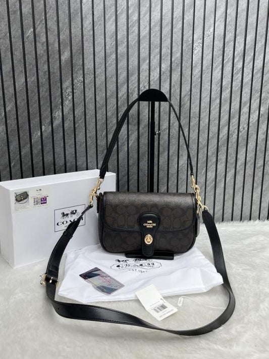 Coach Turnlock Hadley Brown Black Shoulder Crossbody Bag
