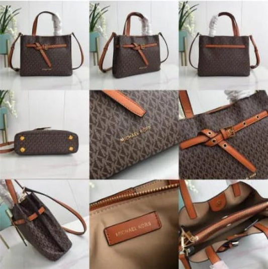 Michael Kors Emilia Coffee Brown Handbag With Dust Cover 22311 Coffee Brown