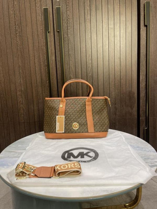 Michael Kors Luisa Medium Signature Logo Satchel Brown With Dust Cover Coffee Brown 100825