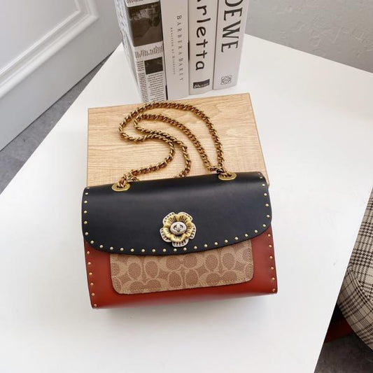 Coach CC Signature Rivet Parker 18 Shoulder Bag Black