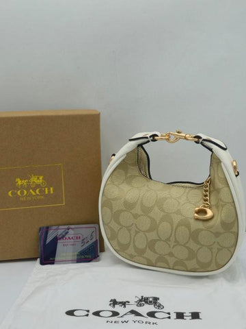 Coach Small Jonie 22 Half-Moon Leather Shoulder Bag White 2088