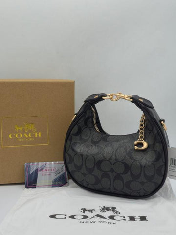 Coach Small Jonie 22 Half-Moon Leather Shoulder Bag Black 2088