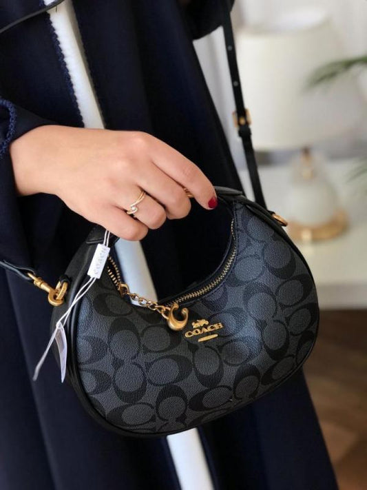 Coach Small Jonie 22 Half-Moon Leather Shoulder Bag Black 2088