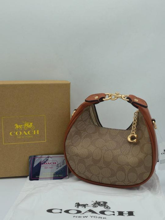 Coach Small Jonie 22 Half-Moon Leather Shoulder Bag Brown 2088