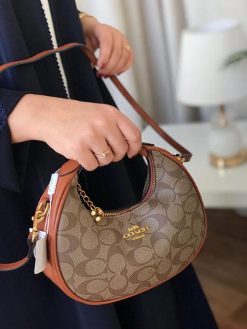 Coach Small Jonie 22 Half-Moon Leather Shoulder Bag Brown 2088