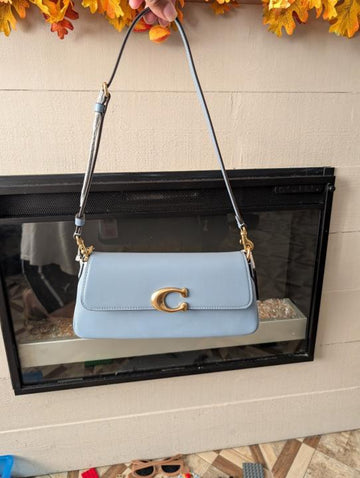 Coach Small Jet Shoulder Bag With OG Box Dust Cover & Carry Bag Sky Blue C038
