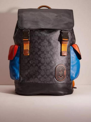 Coach Black-Blue-Red Rivington ColorBlock Unisex Backpack