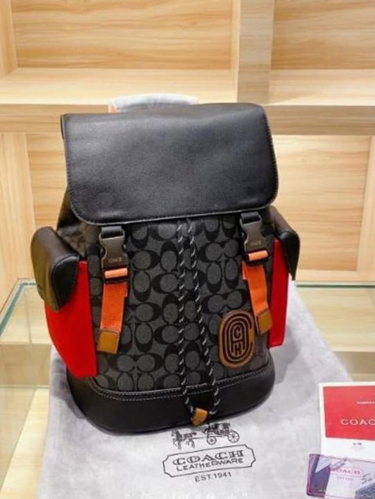 Coach Black-Red Rivington ColorBlock Unisex Backpack