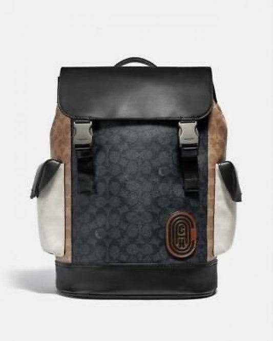 Coach Apricot White-Black Rivington ColorBlock Unisex Backpack
